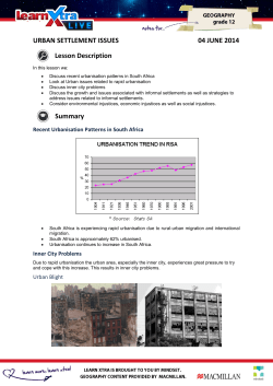 URBAN SETTLEMENT ISSUES 04 JUNE 2014