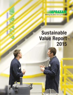 Praxair`s 2015 Sustainable Value Report