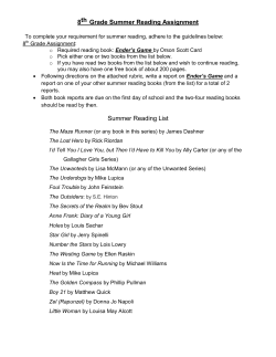 8th Grade Summer Reading