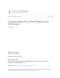 Christman, Henry M., ed. Walt Whitman`s New York [review]
