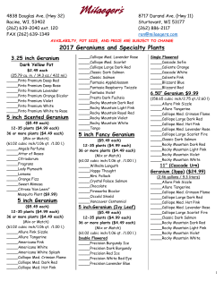 Geraniums and Specialty Plants