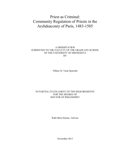 Priest as Criminal: Community Regulation of Priests in the