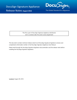 DocuSign Signature Appliance Release Notes August 2016
