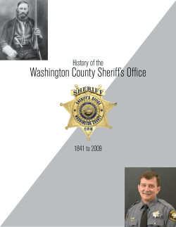 History of the Washington County Sheriff`s Office 1841-2009