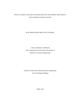 effect of reflux ratio on separation