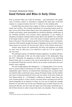 Good Fortune and Bliss in Early China