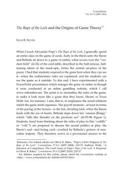 The Rape of the Lock and the Origins of Game Theory*1