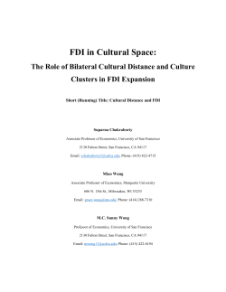 FDI in Cultural Space: The Role of Bilateral Cultural Distance and