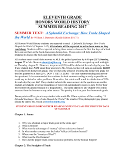 eleventh grade honors world history summer reading 2016