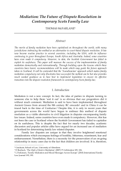 The Future of Dispute Resolution in Contemporary Scots Family Law