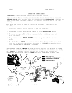 Global History III CAUSES OF IMPERIALISM