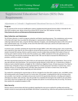 SES Data Requirements Training Manual 2014-2015