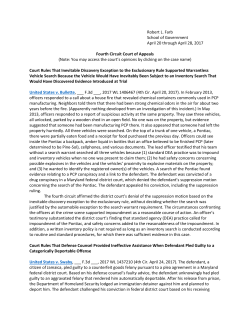 Fourth Circuit Case Summaries: April 20 through April 28, 2017