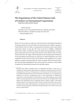 The Negotiations of the United Nations Code of Conduct on