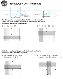 10-5 Precalculus Parabolas 2016