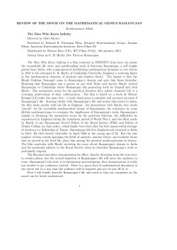 Review of the Movie on the mathematical genius Ramanujan