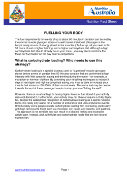 FUELLING YOUR BODY What is carbohydrate loading? Who needs