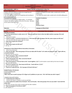 8-‐1 Counting with Groups of 10 and Leftovers Reference