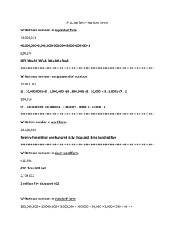 Practice Test &ndash; Number Sense Write these numbers in expanded