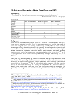 Crime and Corruption: Stolen Asset Recovery