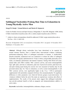 Sublingual Nucleotides Prolong Run Time to Exhaustion in Young