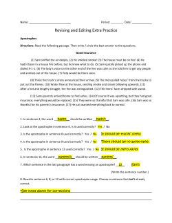 Revising and Editing Extra Practice
