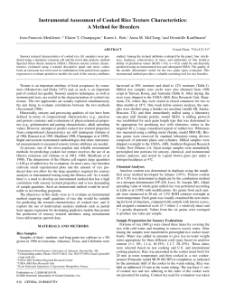 Instrumental Assessment of Cooked Rice Texture Characteristics: A