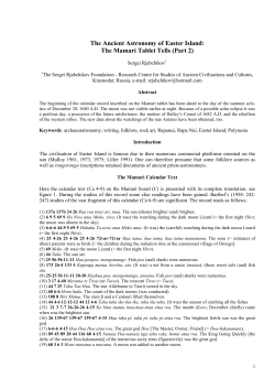 The Ancient Astronomy of Easter Island: The