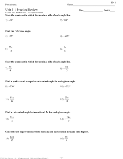 Precalculus - Unit 1.1 Practice+Review