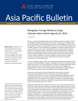 Mongolian Foreign Relations Surge Indicates New Activist Agenda