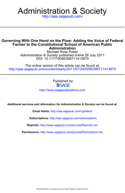 Michael Ross Potter, Governing With One Hand on the Plow