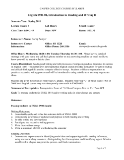 English 0900-01, Introduction to Reading and