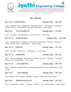 BUS ROUTES Bus No 10 (MANNUTHY) Starting Time : 7.20 AM Bus