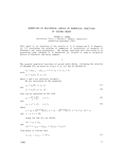 SUMMATION OF RECIPROCAL SERIES OF NUMERICAL