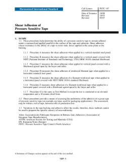 Shear Adhesion of Pressure Sensitive Tape