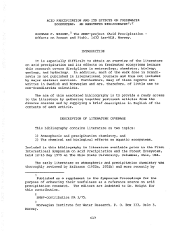 ACID PRECIPITATION AND ITS EFFECTS ON FRESHWATER