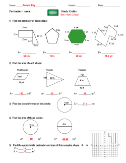 Perimeter / Area Study Guide Test Next Class!