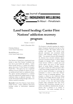 Land based healing: Carrier First Nations` addiction recovery program