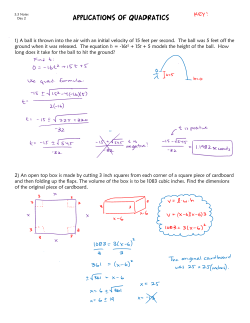 APPLICATIONS OF QUADRATICS