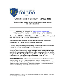 Fundamentals of Geology &ndash; Spring, 2015