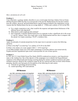 Marine Chemistry 12.742 Problem Set #3 Show calculations for all