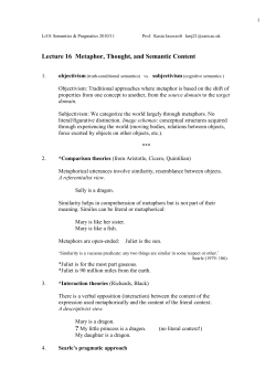 Lecture 16 Metaphor, Thought, and Semantic Content