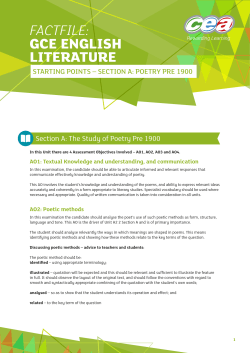 A2 2 English Literature Fact File: Starting Points - Poetry Pre
