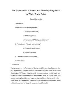 The Supervision of Health and Biosafety Regulation by