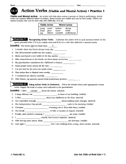 Action Verbs (Visible and Mental Action) &bull; Practice 1