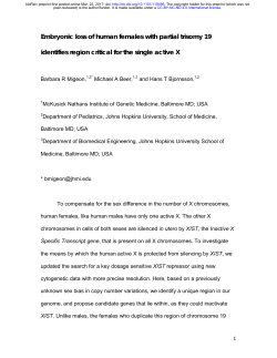 Embryonic loss of human females with partial trisomy 19