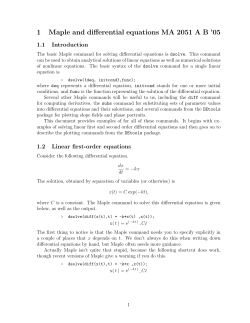 1 Maple and differential equations MA 2051 A B `05