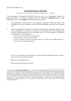 Independent Director Declaration Gil Sharon