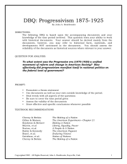 DBQ: Progressivism 1875-1925