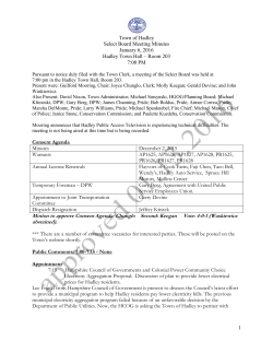 Town of Hadley Select Board Meeting Minutes January 6, 2016